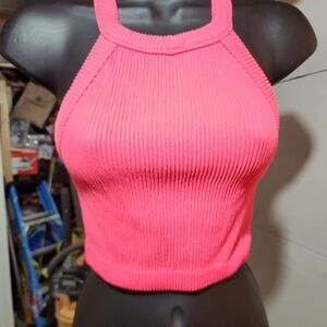 Aerie Bright Pink Ribbed Tank Top